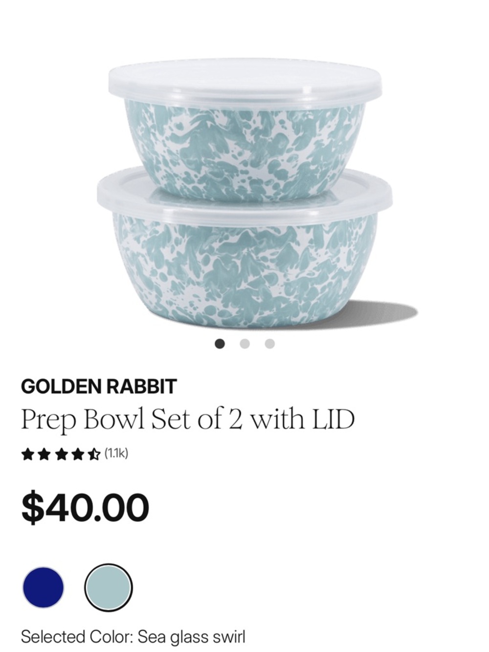 Golden Rabbit enamel nesting food prep bowls with lids brand new